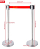Queue control barrier chrome with red retractable belt 4 meters